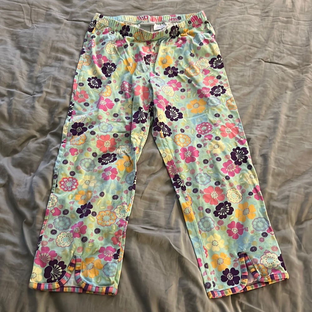Hanna Andersson 160 (US 14) darling floral pull on girls pants! 100% cotton!